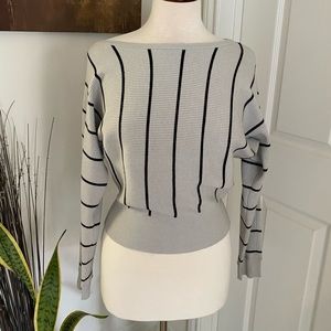 Ribbed Express Gray black stripe sweater top